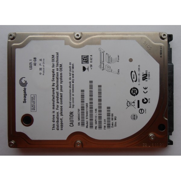 Жесткий диск Seagate ST9402115AS 40Gb 2.5" SATA 9AP112-145 3.01
